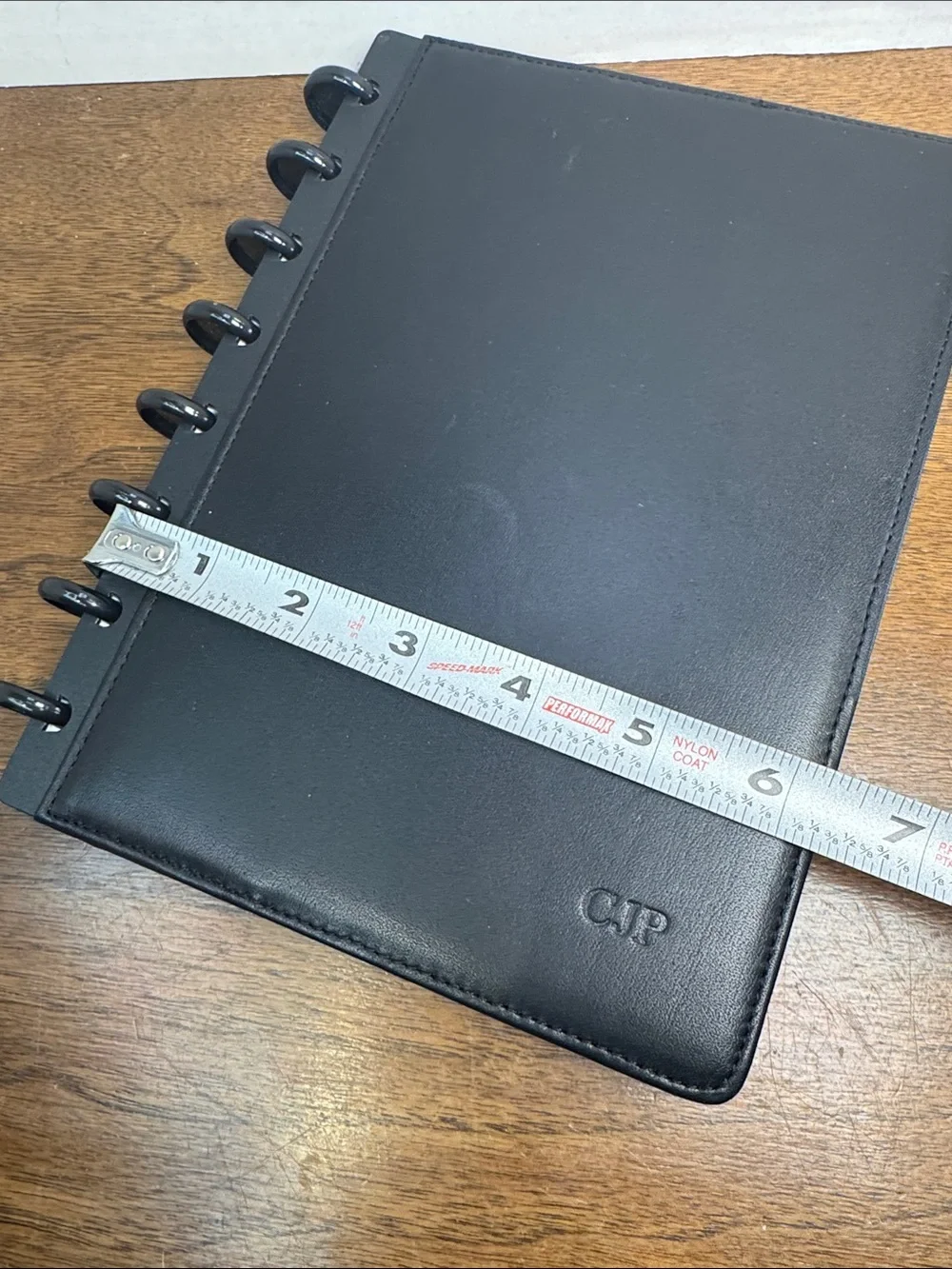 Levenger Circa Junior Black Leather Disc-Bound Planner Binder Cover Monogrammed